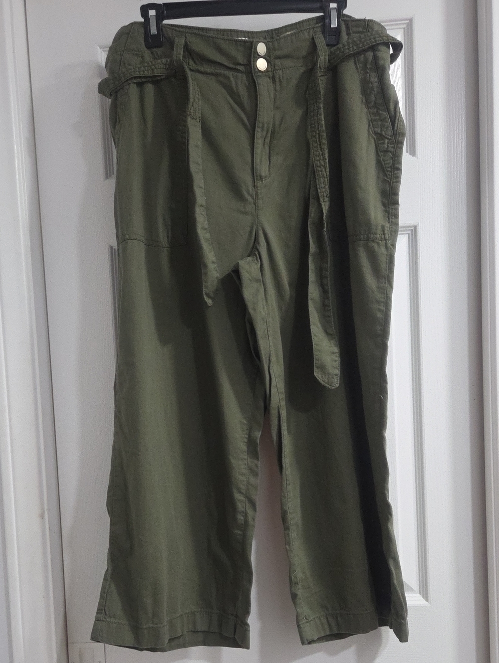 Seven7 Olive Cargo Wide-Leg Utility Pants